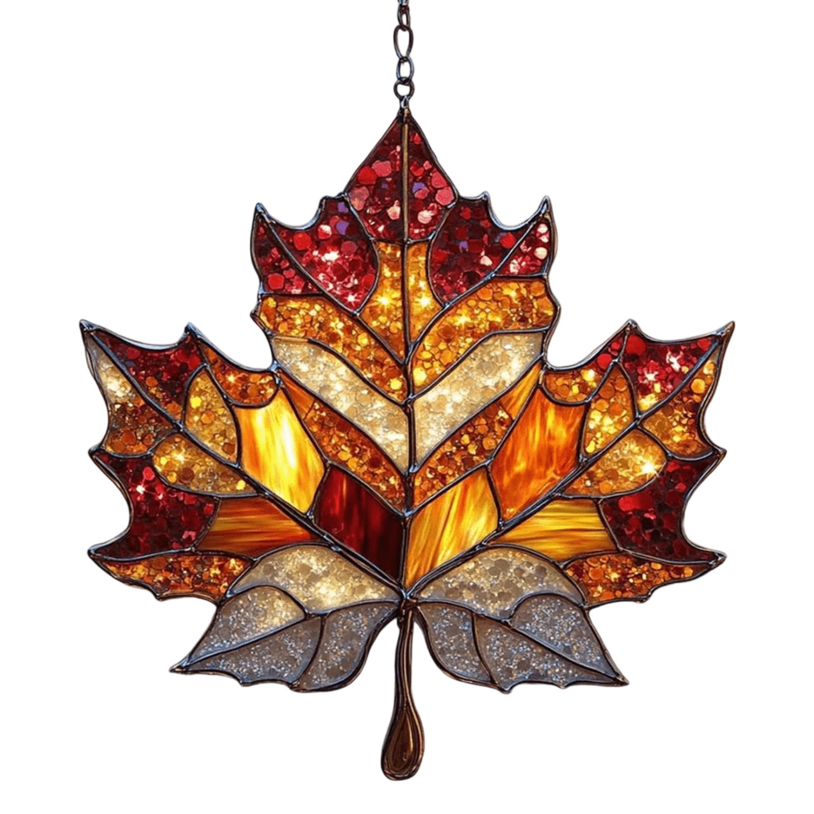 thumbnail image 2 of Colgador de ventana con hojas de arce en acrílico y vidriera. Adorno de pared para ventana con hojas de arce otoñales para Acción de Gracias o fiestas de otoño., 2 of 2